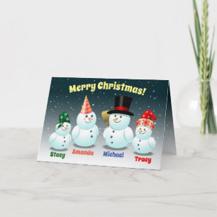 Festiva Feliz tarjeta navideña de la familia de los hombre