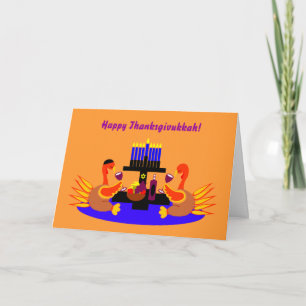 Festiva Feliz Thanksgivukkah Graciosa tarjeta de felicitac