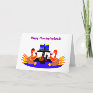 Festiva Feliz Thanksgivukkah Graciosa tarjeta de felicitac