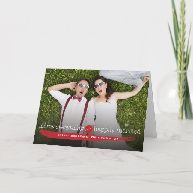 Festiva Feliz todo casó feliz la tarjeta moderna de la (Anverso)