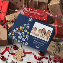 Festividad Blue Christmas Tree Holiday Tarjeta fot