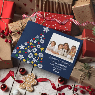Festiva Festividad Blue Christmas Tree Holiday Tarjeta fot