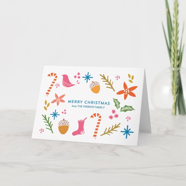 Festiva Festividad Doodles Tarjeta de felicitación navideñ (Anverso)