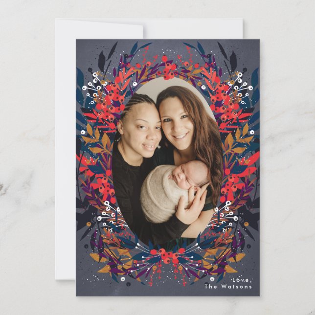 Festiva Festividad Floral Berries Navidades Tarjeta de vac (Anverso)