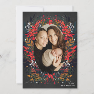 Festiva Festividad Floral Berry Chalk Navidades tarjeta de