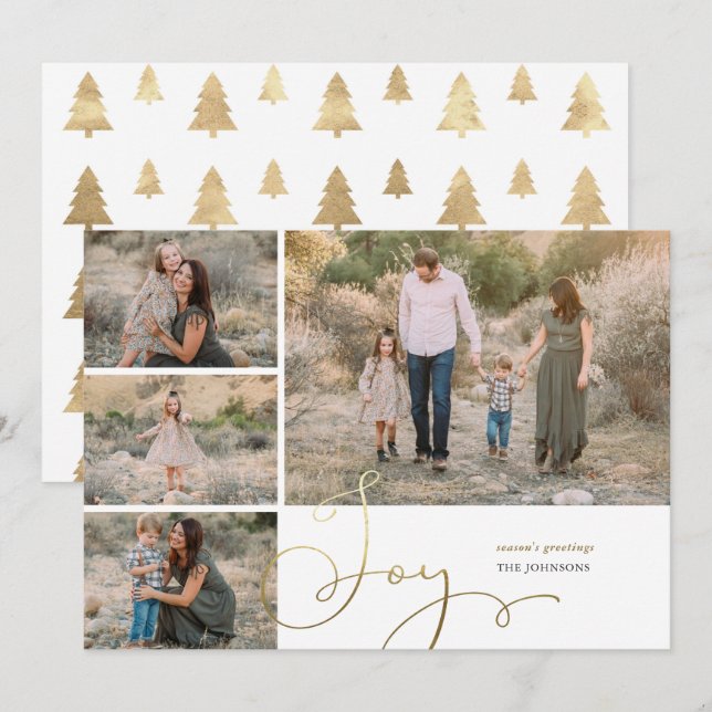 Festiva Festividad Gold Joy Collage Tarjeta de vacaciones  (Anverso / Reverso)