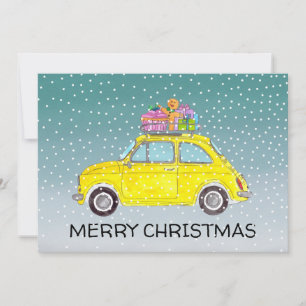 Festiva Fiat amarillo 500 con tarjeta de vacaciones de reg
