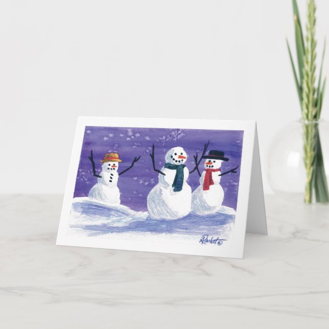 Festiva Fiesta de Snowman, tarjeta de Navidades (Anverso)
