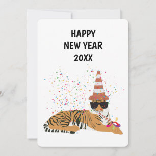 Festiva Fiesta de tigres - Tarjeta de Año Nuevo para anima