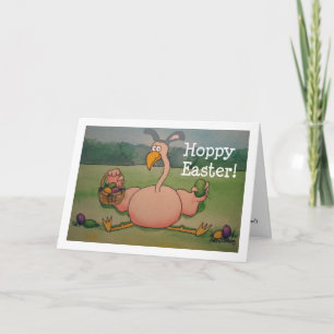 Festiva Flamingo Rosa Feliz Pascua Graciosa Tarjeta de Hum