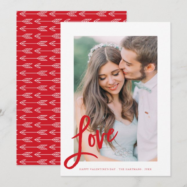 Festiva Flechas de amor | Tarjeta fotográfica el día de Sa (Anverso / Reverso)