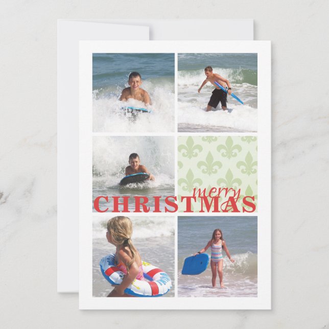 Festiva Fleur de lis patrón Doble cara Tarjeta multifotogr (Anverso)