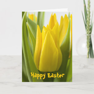 Festiva Flor de tulipán amarillo ... tarjeta de Pascua