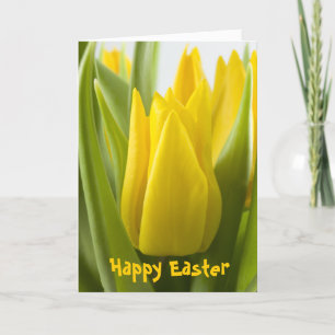 Festiva Flor de tulipán amarillo... Tarjeta de Pascua