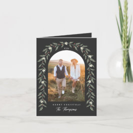 Festiva Floral Garland Arqueada foto tarjeta de Navidades 