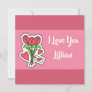 Festiva Floral personalizada Te amo tarjeta Día de San Val
