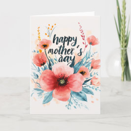 Festiva Flores de amapola y tarjeta de felicitación por el