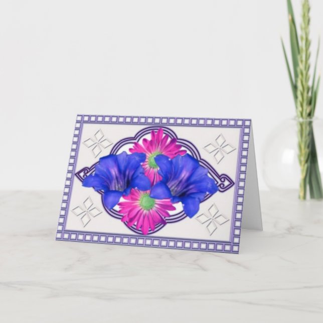 Festiva Flores de primavera - Tarjeta de Pascua (Anverso)