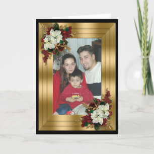 Festiva Flores navidades Tarjeta de marco con foto