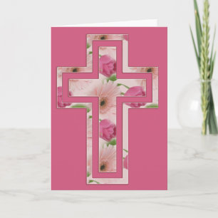 Festiva Flores rosas diseñan tarjeta de felicitación cruza
