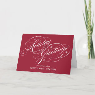 Festiva Flourige Script Tarjeta de vacaciones para empresa