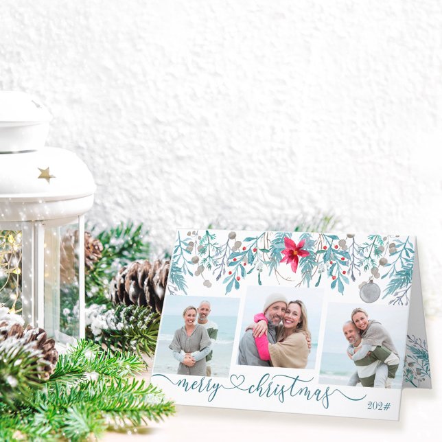 Festiva Foliage de invierno 3 tarjeta de vacaciones con gu (Subido por el creador)