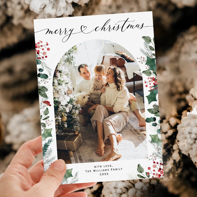 Festiva Forma de arco moderno Foto Tarjeta de Navidades ro (Subido por el creador)