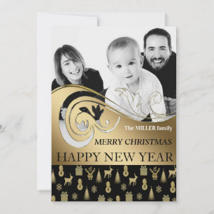 Festiva Foto blanco y negro personalizada de la tarjeta