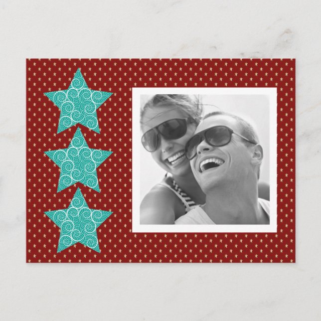Festiva Foto de Holiday Stars Postal {red} (Anverso)