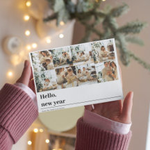 Foto de la familia Collage | Hola postal de Año Nu