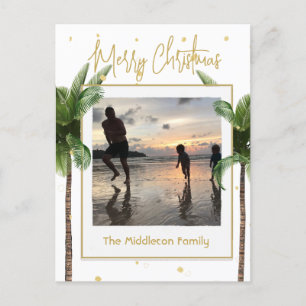 Festiva Foto de la familia navidades postal de oro tropica