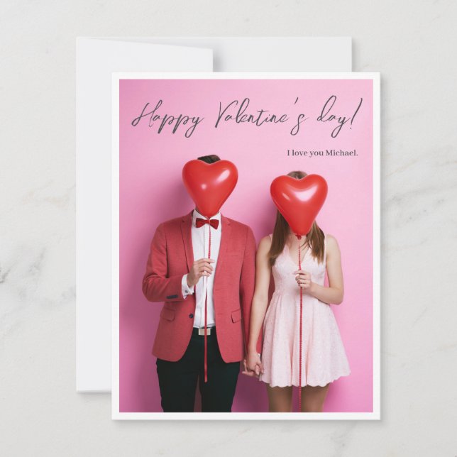 Festiva Foto de pareja te amo feliz tarjeta de San Valentí (Anverso)
