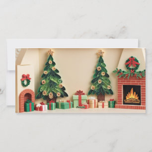 Festiva Foto de tarjeta de Navidades de Quilling de papel 