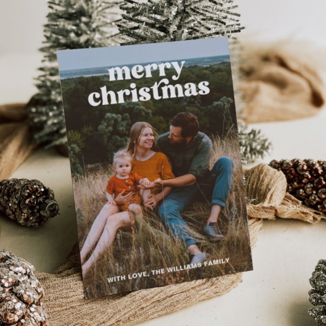 Festiva Foto retro Tarjeta navideña Merry (Subido por el creador)