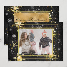 Festiva Foto Snowflakes Tarjeta de vacaciones moderna