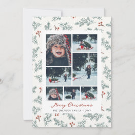 Festiva Foto Tarjeta de Navidades botánicos