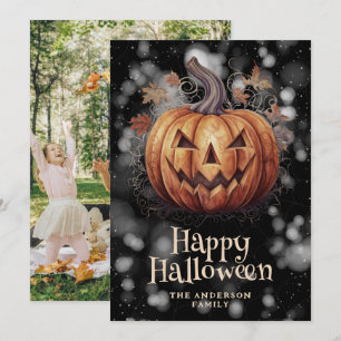 Festiva Fotografía de calabaza de Creepe Tarjeta Feliz Hal