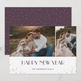 Festiva Fotografía púrpura moderna Tarjeta navideña feliz