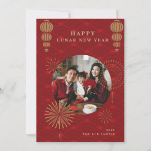 Festiva Fotos familiares Saludo Tarjeta de Año Nuevo Chino