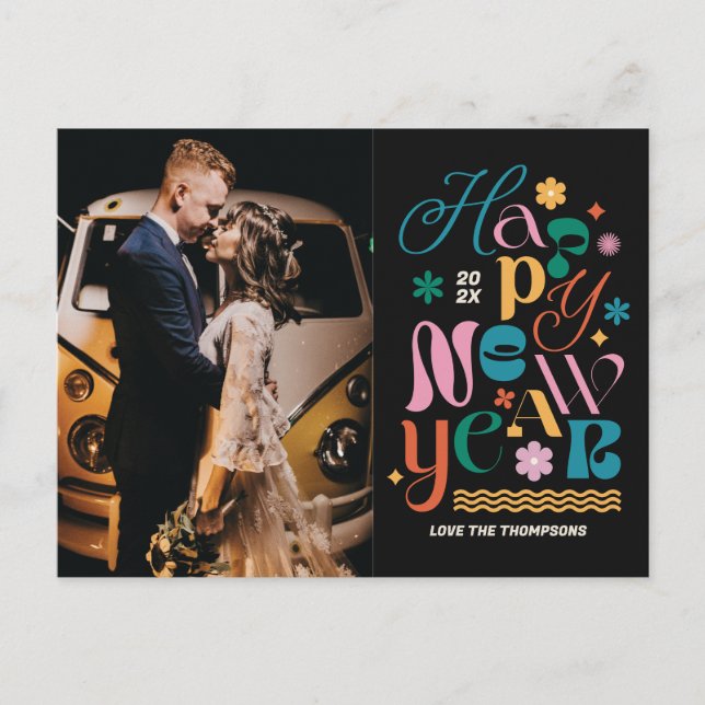 Festiva Fototarjeta postal de vacaciones de Año Nuevo con  (Anverso)