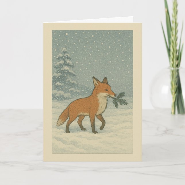 Festiva Fox japonesa - Tarjeta de Navidades (Anverso)
