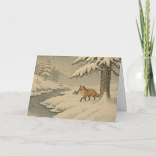 Festiva Fox japonesa - Tarjeta de Navidades