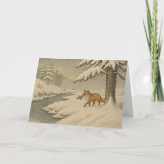 Festiva Fox japonesa - Tarjeta de Navidades