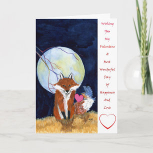 Festiva Fox y tarjeta del día de San Valentín del bluebird