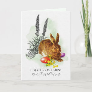 Festiva Frohe Ostern. Tarjeta de Pascua en alemán