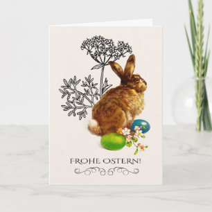 Festiva Frohe Ostern. Tarjeta de Pascua en alemán