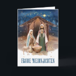Festiva Frohe Weihnachten. Tarjeta de escena de la nativid<br><div class="desc">Frohe Weihnachten. Escena de la natividad | Oh Buenas Noches | La pintura de color de agua de la Sagrada Familia con detalles de Relieve metalizado dorado Navidades tarjeta de felicitación de vacaciones en alemán. Tarjetas de correspondencia, sellos postales y otros productos disponibles en la categoría Navidades y Año Nuevo...</div>