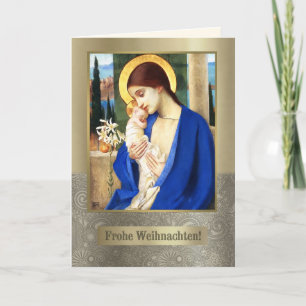 Festiva Frohe Weihnachten. Tarjeta de navidades en alemán