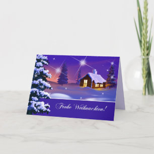 Festiva Frohe Weihnachten. Tarjeta de navidades en alemán