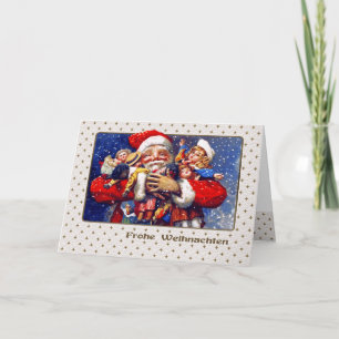 Festiva Frohe Weihnachten. Tarjeta de navidades en alemán